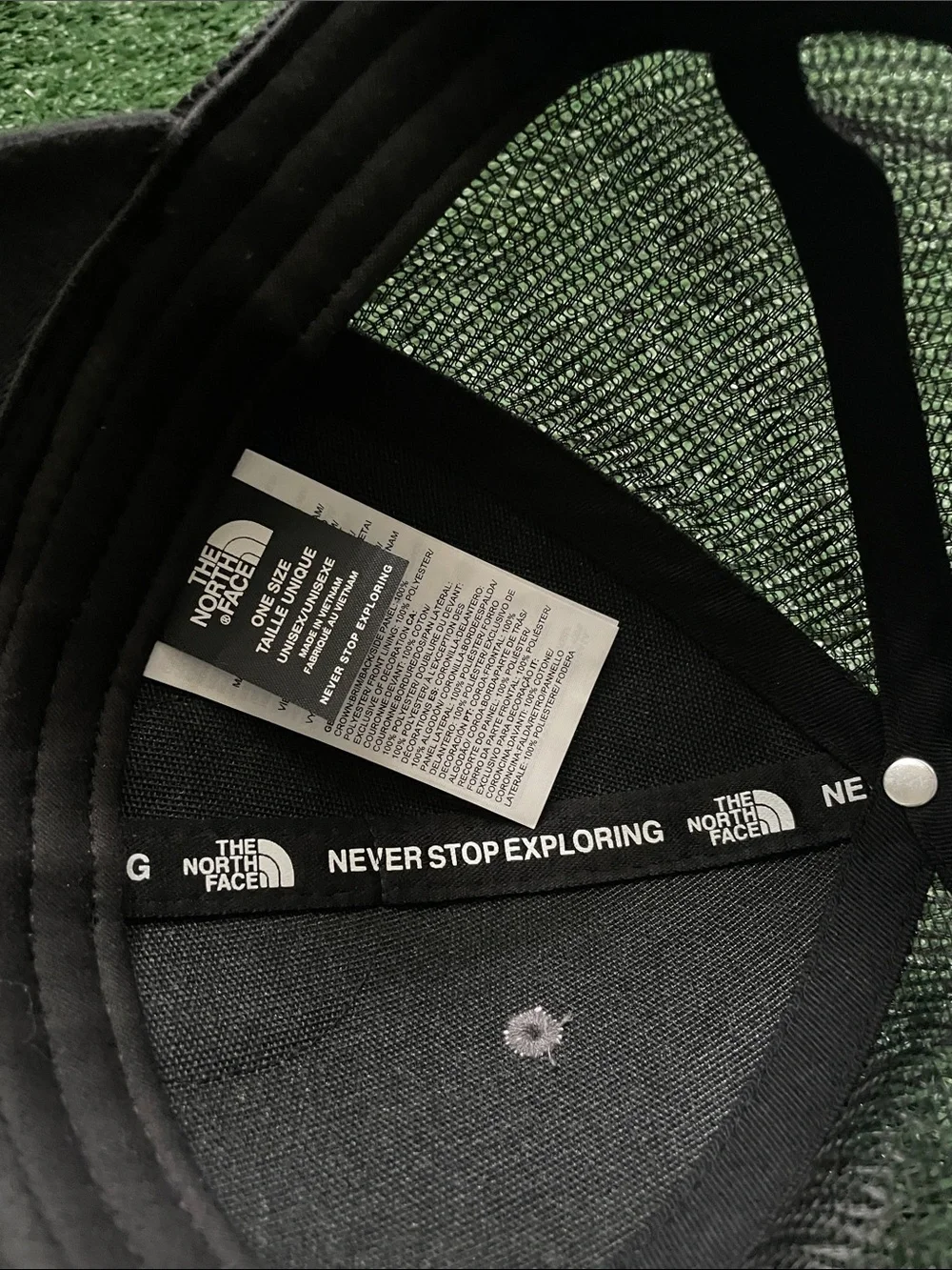 The North Face Gray & Black Mesh Trucker Hat with Mountain Patch